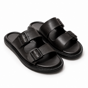 Shooz™ Monaco Buckle Slides — Matte Black