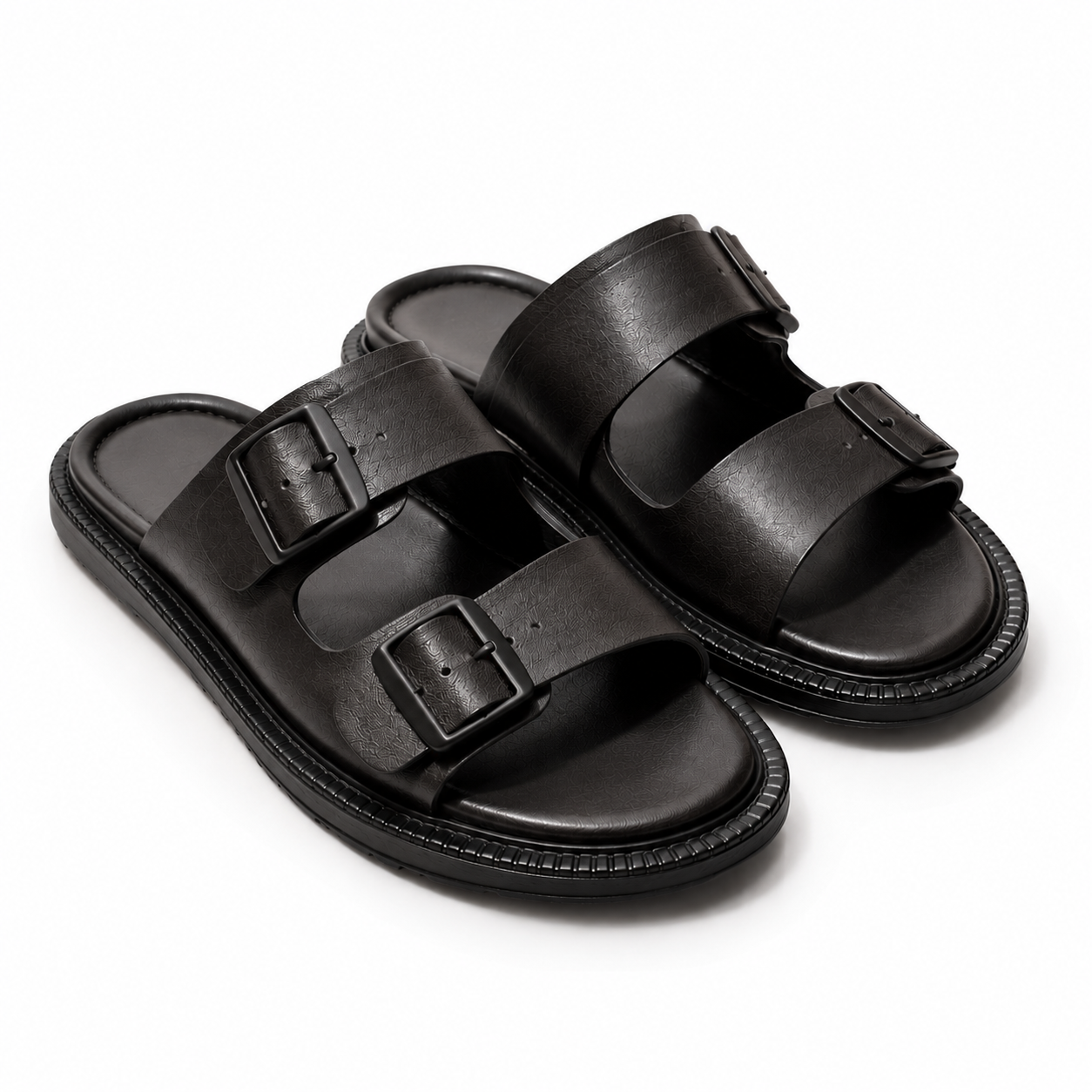 Shooz™ Monaco Buckle Slides — Matte Black