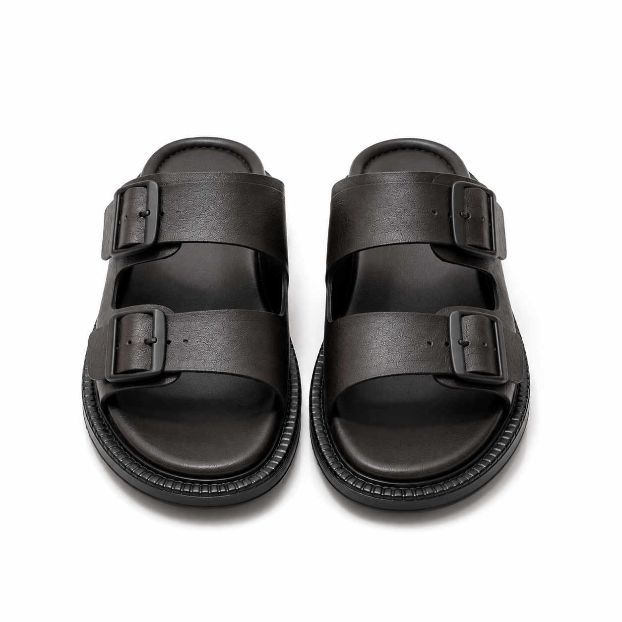 Shooz™ Monaco Buckle Slides — Matte Black
