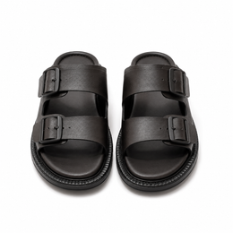 Shooz™ Monaco Buckle Slides — Matte Black