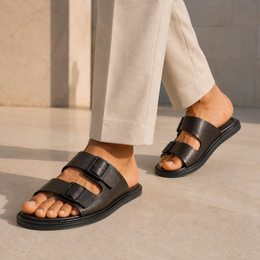 Shooz™ Monaco Buckle Slides — Matte Black